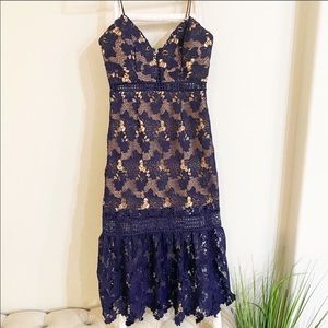 Missguided NWT navy lace strappy fishtail dress
